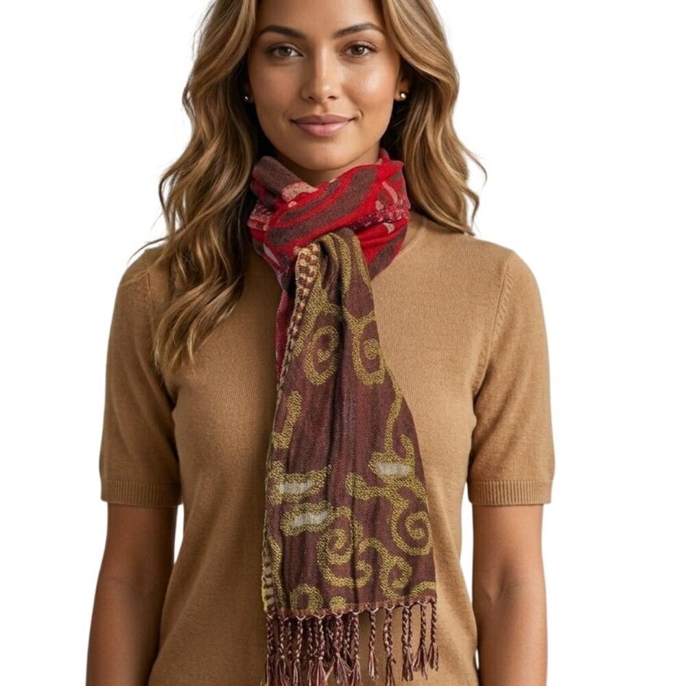 Dupatta Mixed Print Scarf Womens Multicolor Rectangle Fringed Boho Bohemian